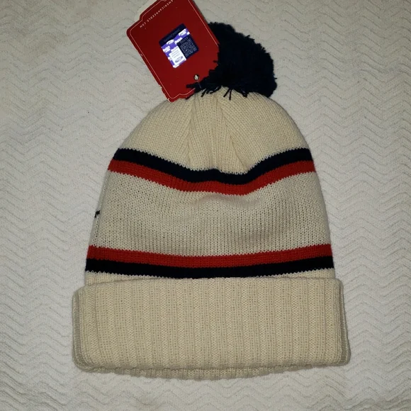 Ford Cream and Navy Beanie with Pom-Pom - Picture 2 of 8